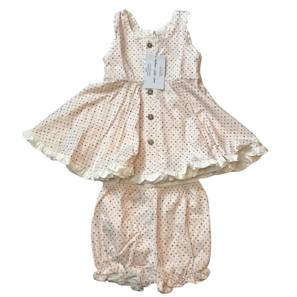 NWT Omi Jo Well Dressed Wolf Aunt Heart Rainbow Heart Mauve Set 2T
